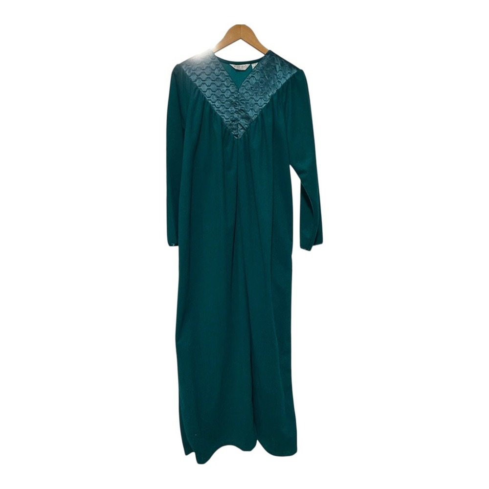 Partners Women's Teal Long Sleeve V Neck‎ Gown Nightgown Size M